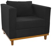 Poltrona Decorativa Europa Suede Preto ADJ Decor