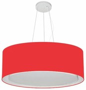 Lustre Pendente Cilíndrico Duplo Md-4126 Cúpula em Tecido 80x30cm Vermelho - Bivolt