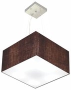 Lustre Pendente Quadrado Md-4197 Cúpula em Tecido 25/45x45cm Café - Bivolt