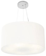 Lustre Pendente Cilíndrico Md-4189 Cúpula em Tecido 50x30cm Branco - Bivolt