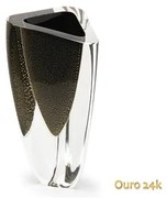 Vaso Triangular nº 3 Preto com Ouro Murano Cristais Cadoro