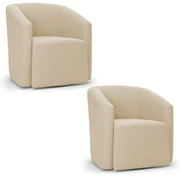 Poltrona Decorativa Base Giratória Kit 2 Stella Max Suede D03 - D'Rossi - Bege