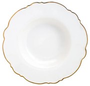 Prato Fundo Porcelana Maldivas Branco Fio Dourado 23cm 18051 Wolff