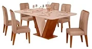 Conjunto Sala de jantar Mesa Bonnie com 6 Cadeiras Medalhão Palha - Wood  Prime 38716