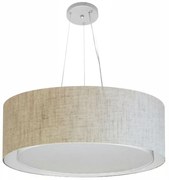 Lustre Pendente Cilíndrico Duplo Md-4125 Cúpula em Tecido 60x25cm Rustico Bege - Bivolt