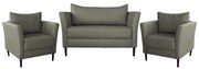 Conjunto Sofá 2 Lugares com 2 Poltronas Pés Palito Lubbock Couro Fendi G58 - Gran Belo