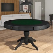 Mesa de Jogos Carteado 6 Lugares Bellagio com Gavetas e Tampo Reversível com Tecido Preto/Verde G42 - Gran Belo