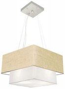 Lustre Pendente Duplo Quadrado Vivare Md-4157 Cúpula em Tecido 40x35cm Rustico Bege / Branco - Bivolt