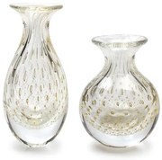 Par de Vasos Mini Tela Transparente com Ouro Murano Cristais Cadoro