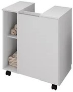 Gabinete Para Banheiro 55cm 1 Porta Com Rodízios Pequin Branco - Becha