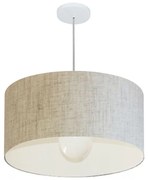 Lustre Pendente Cilíndrico Md-4208 Cúpula em Tecido 55x30cm Rustico Bege - Bivolt