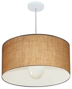 Lustre Pendente Cilíndrico Md-4208 Cúpula em Tecido 55x30cm Palha - Bivolt