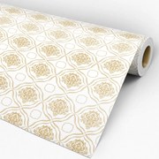 Papel de parede adesivo arabesco amarelo e branco