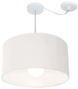 Lustre Pendente Cilíndrico Com Desvio Md-4234 Cúpula em Tecido 60x30cm Branco - Bivolt