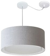 Lustre Pendente Cilíndrico Com Desvio Md-4314 Cúpula em Tecido 50x25cm Rustico Cinza - Bivolt