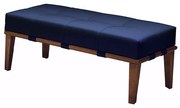 Puff Decorativo 100cm Martínez Veludo Pés Madeira Azul/Mel G62 - Gran Belo