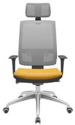 Cadeira Office Brizza Tela Cinza Com Encosto Assento Facto Dunas Amarelo Autocompensador 126cm - 63216 Sun House