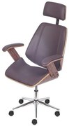 Cadeira Office Braga Alta Courino Cafe com Base Relax Cromada - 69647 Sun House