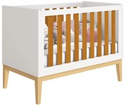 Berço Mini Cama Noah com Pés Square Natural - Branco e Savana