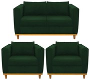 Kit Sofá 2 Lugares e 2 Poltronas Europa Suede Verde ADJ Decor