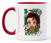 Caneca Demon Slayer Tanjiro Nerd Branca com Alça Vinho