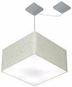 Lustre Pendente Quadrado Com Desvio Md-4270 Cúpula em Tecido 30/35x35cm Rustico Cinza - Bivolt