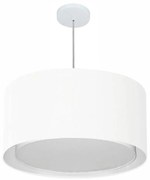 Lustre Pendente Cilíndrico Duplo Md-4296 Cúpula em Tecido 55x30cm Branco - Bivolt