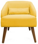 Poltrona Decorativa Lara Pés de Madeira Suede Amarelo - Sheep Estofados - Amarelo