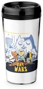 Copo Viagem 520ml Branco Cat Wars Gatos Geek Nerd