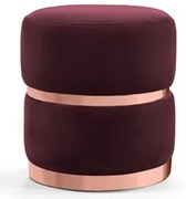 Puff Decorativo Com Cinto e Aro Rosê Round C-278 Veludo Marsala - Domi