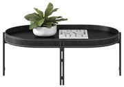 Mesa de Centro Decorativo Grimaldi Base Aço com Detalhe em Couro Preto G77 - Gran Belo