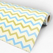 Papel de parede adesivo Chevron amarelo azul e branco