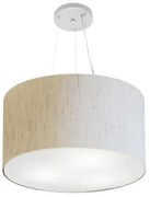 Lustre Pendente Cilíndrico Md-4187 Cúpula em Tecido 45x30cm Linho Bege - Bivolt