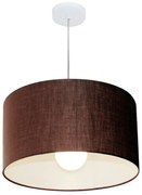 Lustre Pendente Cilíndrico Md-4205 Cúpula em Tecido 45x30cm Café - Bivolt