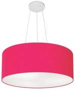 Lustre Pendente Cilíndrico Md-4047 Cúpula em Tecido 50x21cm Rosa Pink - Bivolt