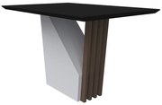 Mesa de Jantar Retangular Tampo com Vidro Lita 120 cm Preto Base Imbuia - D'Rossi