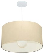 Lustre Pendente Cilíndrico Md-4208 Cúpula em Tecido 55x30cm Algodão Crú - Bivolt