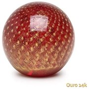 Peso Tela Bola Vermelho com Ouro Murano Cristais Cadoro