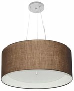 Lustre Pendente Cilíndrico Md-4145 Cúpula em Tecido 50x25cm Café / Branco - Bivolt