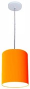 Lustre Pendente Cilíndrico Md-4036 Cúpula em Tecido 30x31cm Laranja - Bivolt