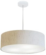 Lustre Pendente Cilíndrico Md-4218 Cúpula em Tecido 55x15cm Linho Bege - Bivolt