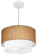 Lustre Pendente Duplo Cilíndrico Vivare Md-4159 Cúpula em Tecido 40x35cm - Bivolt