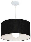 Lustre Pendente Cilíndrico Md-4204 Cúpula em Tecido 45x25cm Preto - Bivolt