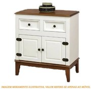 Buffet Antoine 2 Portas e 2 Gavetas Branco com Amendoa 83cm - 60189 Sun House