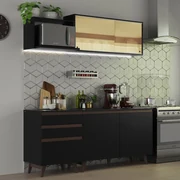 Armário de Cozinha Compacta 100% MDF 170 cm Branco/Rustic/Crema