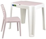 Conjunto Infantil de Mesa e Cadeira Tramontina Beni Rosa em Polipropileno com Quadro de Atividades