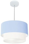 Pendente Cilíndrico Azul Bebê e Branco MJ-4160 Para Mesa de Jantar e Estar