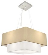 Lustre Pendente Duplo Quadrado Vivare Md-4066 Cúpula em Tecido 50x35cm Algodão Crú / Branco - Bivolt