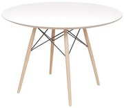 Mesa Charles Eames Completa Tampo Redondo Branco Base Madeira Clara 110cm  - 51773 Sun House