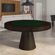 Mesa de Jogos Carteado 6 Lugares Bellagio com Gavetas e Tampo Reversível Base Cone com Tecido Capuccino/Verde G42 - Gran Belo